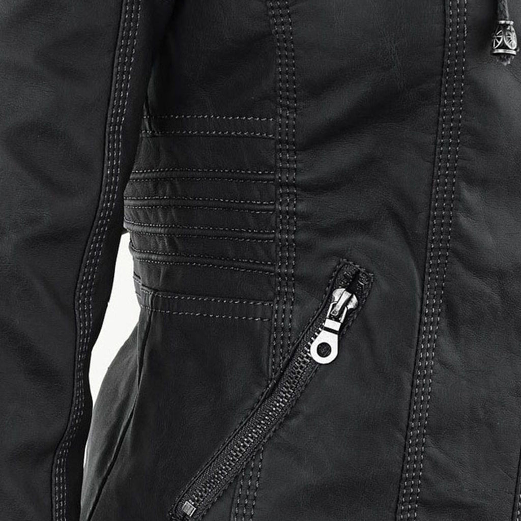 Olive™ Waterproof Women's Leather Jacket with Hood