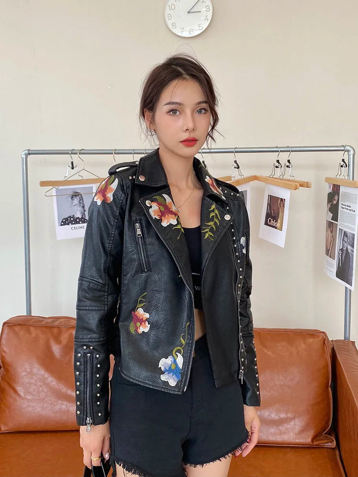 Rose™  Ladies Floral Leather Jacket